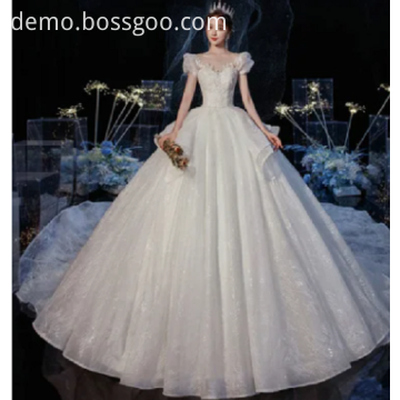 White Lace Back Swing Wedding Dress